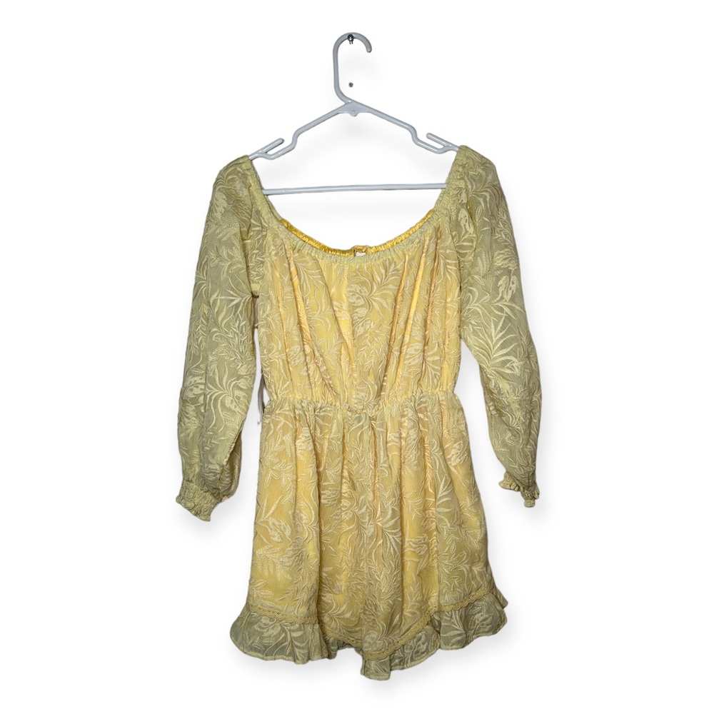 NWT Tularosa Ida Romper Balloon Sleeve Ruffle Hem Playsuit in Lemon Drop Small - Picture 8 of 15